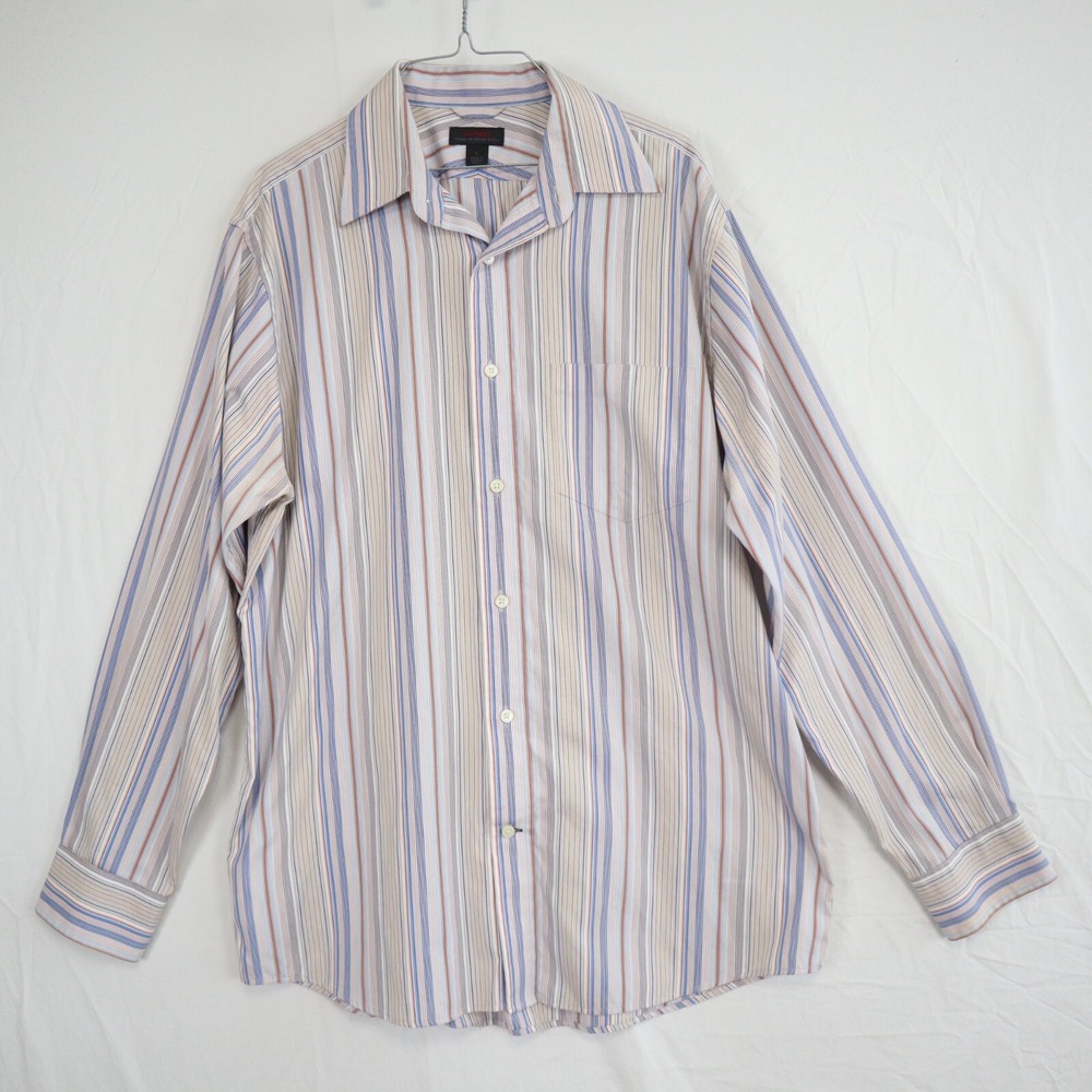 Express Shirt‎ Mens Large Premium Casual Pocket Button Up Striped Long Sleeve